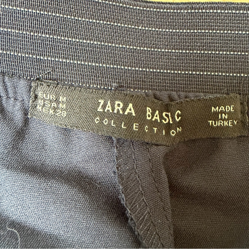 Zara Basic Collection Navy Straight Leg Ankle Pants Trousers Career Women's M - Picture 3 of 4